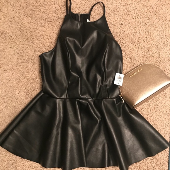 Black leather peplum top! - Picture 1 of 4